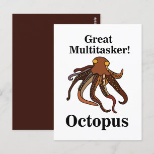 Octopus tentakels multitasker grappig briefkaart
