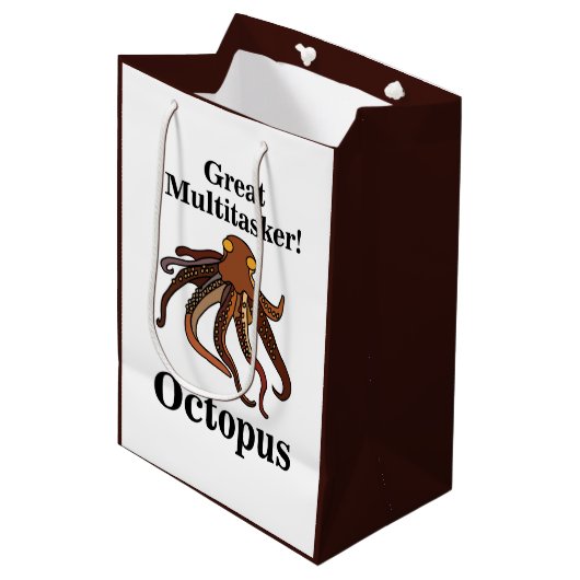 Octopus tentakels multitasker grappige verjaardag medium cadeauzakje (Voorkant Gekanteld)