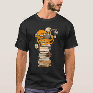 Octopus, thee, koffie en boeken lezen t-shirt