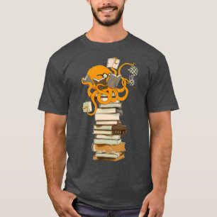 Octopus thee koffie en boekenkgift lezen t-shirt