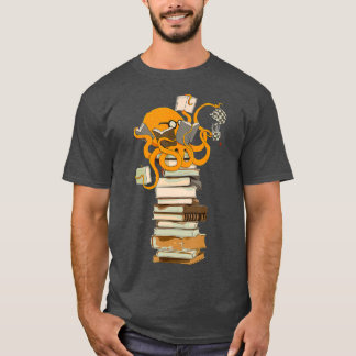 Octopus thee koffie en boekenkgift lezen t-shirt
