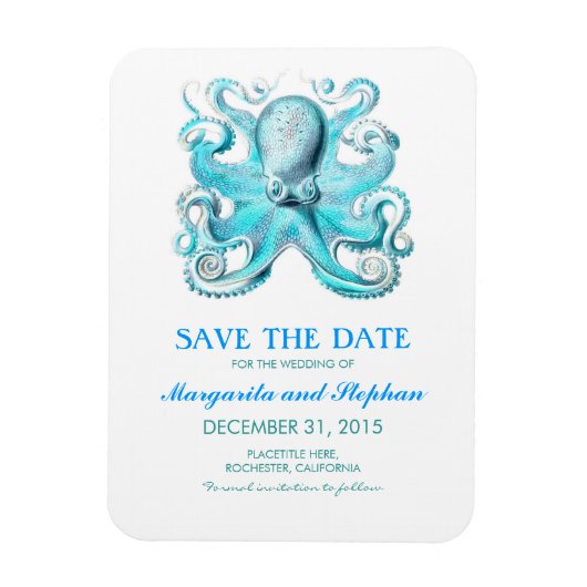 Octopus Turquoise Beach Save the Date Magneet (Verticaal)