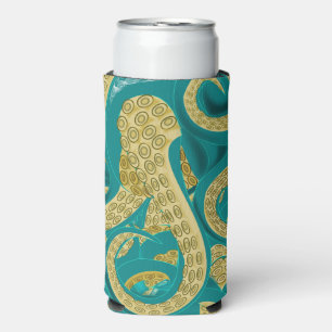 Octopus Turquoise Gouden Blikje Koeler