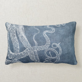 Octopus Twilight Blue Denim Waterverf Art Kussen
