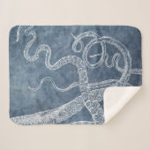 Octopus Twilight Blue Denim Waterverf Art Sherpa Deken (Voorkant (horizontaal))