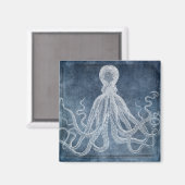 Octopus Twilight Blue Denim Waterverf Magneet (Voorkant / Achterkant)