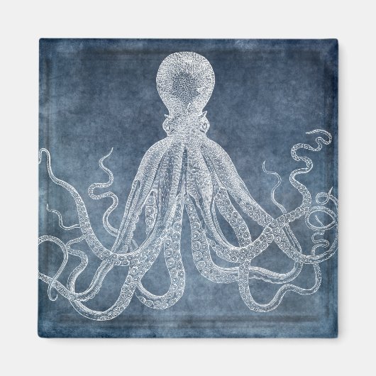 Octopus Twilight Blue Denim Waterverf Magneet (Voorkant)