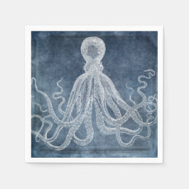  Octopus Twilight Blue Denim Waterverf Servet