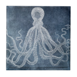 Octopus - Twilight Blue Faded Denim-Waterverf Tegeltje