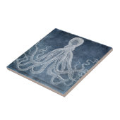 Octopus - Twilight Blue Faded Denim-Waterverf Tegeltje (Zijkant)