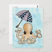 Octopus & Umbrella Briefkaart (Voorkant / Achterkant)
