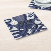 Octopus Up-Close Vierkante Kartonnen Onderzetter (Schuin)