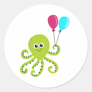 Octopus Verjaardag Onder de Zee Ronde Sticker