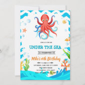 Octopus verjaardagsuitnodiging kaart (Voorkant)