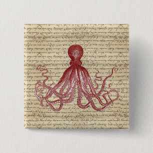  octopus vierkante button 5,1 cm