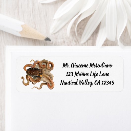 octopus Vulgaris, zeedieren Etiket (Insitu)