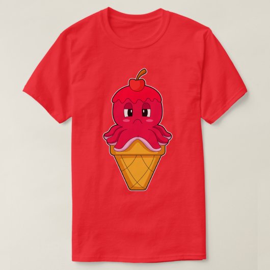 Octopus Waffle ijs Cherry T-shirt (Design voorkant)