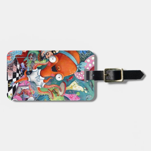 Octopus Waitress in Underwater Road Bar Bagagelabel (Voorkant horizontaal)
