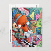 Octopus Waitress in Underwater Road Bar Briefkaart (Voorkant / Achterkant)