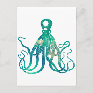 Octopus Waterverf Briefkaart