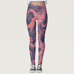 Octopus Waterverf Kleurrijk Gepersonaliseerd Patro Leggings