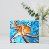 Octopus waterverf onder zee kunst briefkaart (Staand voorkant)