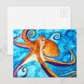 Octopus waterverf onder zee kunst briefkaart (Voorkant / Achterkant)