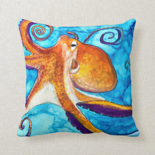 Octopus waterverf onder zee kunst kussen