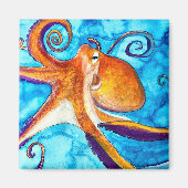 Octopus waterverf onder zee kunst magneet (Voorkant)