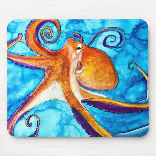 Octopus waterverf onder zee kunst muismat (Voorkant)