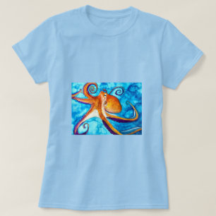 Octopus waterverf onder zee kunst t-shirt