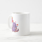 Octopus With Heart Lloons Valentine Day Koffiemok (Voorkant links)