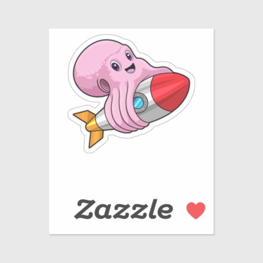 Octopus with Rocket Sticker (Vel)