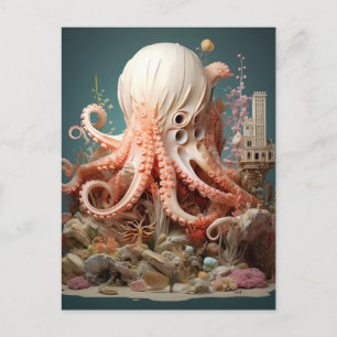 Octopus World Onderwater Fantasie Oceaan Abstract Briefkaart