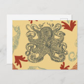  Octopus Zee Monster Briefkaart (Voorkant / Achterkant)