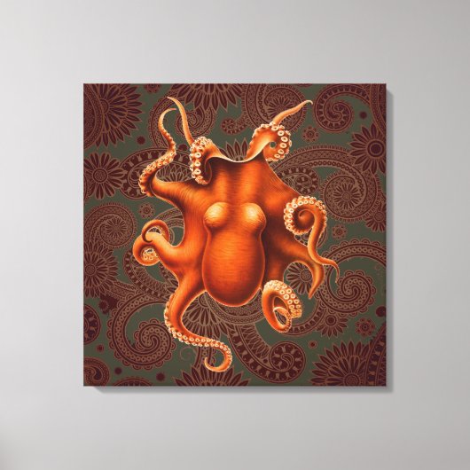 Octopus Zee Monster Creature Cephalapod Canvas Afdruk (Voorkant)
