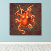 Octopus Zee Monster Creature Cephalapod Canvas Afdruk (Insitu (Houten vloer))