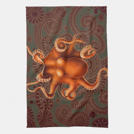 Octopus Zee Monster Creature Cephalapod  Theedoek (Verticaal)