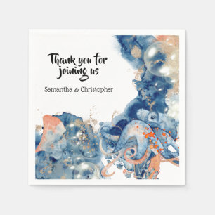 Octopus zee schepsels marineblauw sinaasappel zeel servet