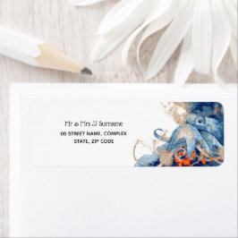 Octopus zee schept marineblauw oranje nautisch etiket