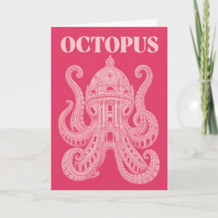 Octopus Zeedier Minimalistisch Oceaan Kust Cadeau Kaart