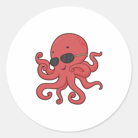 Octopus zonnebril ronde sticker (Voorkant)