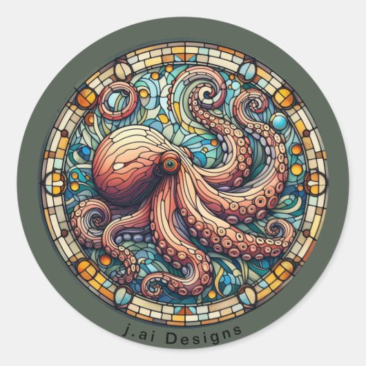 Octopusmedaillon Ronde Sticker (Voorkant)