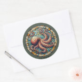 Octopusmedaillon Ronde Sticker (Envelop)