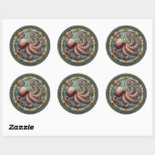 Octopusmedaillon Ronde Sticker (Vel)