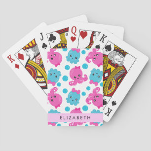 Octopuspatroon, Cute Octopus, Zee, Uw Naam Pokerkaarten