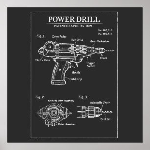 Octrooi Blueprint Elektrische Boor Poster