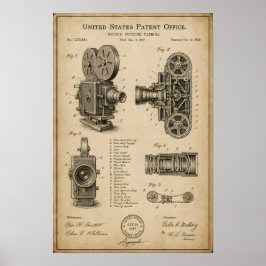 Octrooi tekening van een vintage camera poster