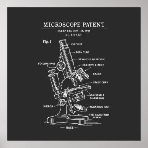 Octrooi voor microscoopblauwdruk poster