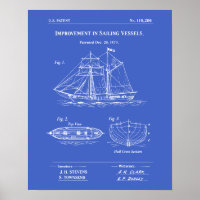 Octrooi Zeilschip Blauwdruk